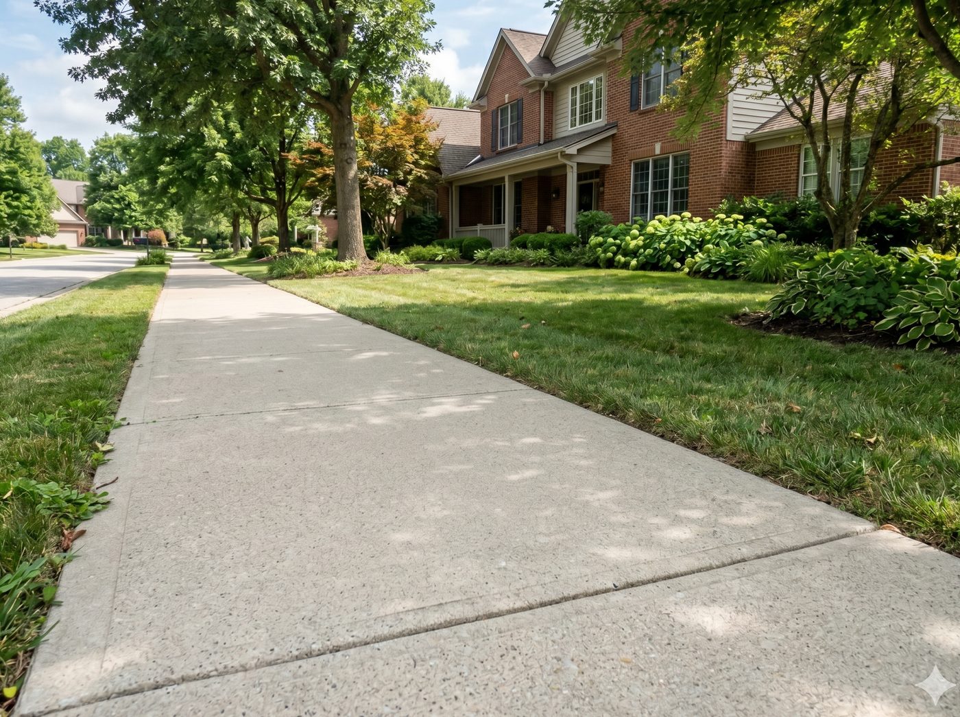 Concrete sidewalk after washing — clean